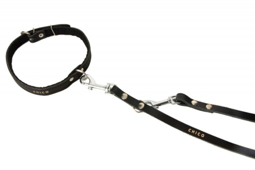 Kožený obojok s filcom psík 27-36cm/12mm Čierny