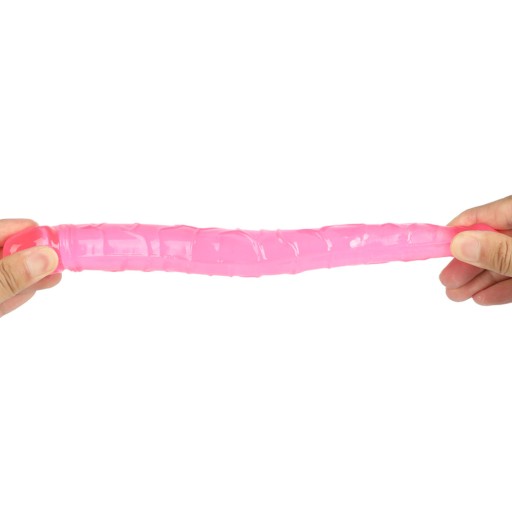 RUŽOVÝ DILDO DVOJITÝ ANÁLNO-VAGINÁLNY PRENIK