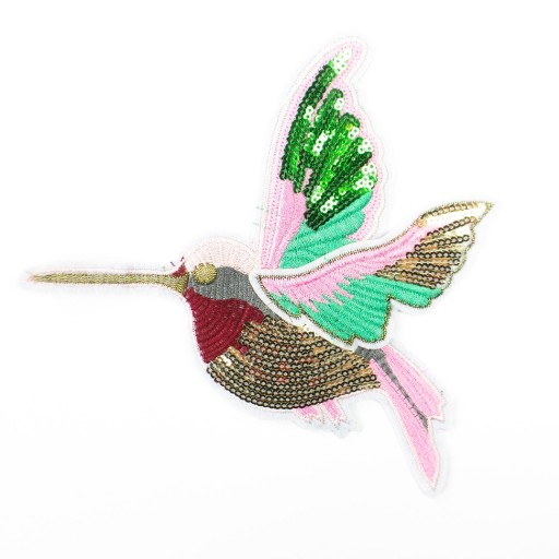 Nášivka Kolibrík Bird Bird 2 ks Flitrové nášivky
