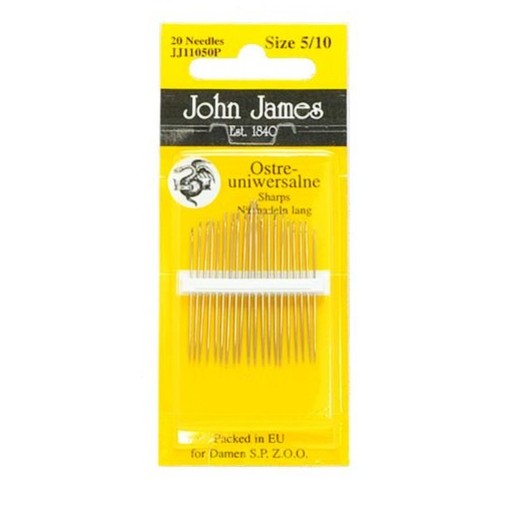Sada univerzálnych ihiel - John James - veľkosť 5-10, 20 ks.