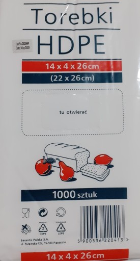 HDPE sáčky na raňajky 14 x 4 x 26 cm 1000 ks