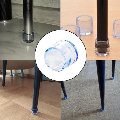PVC POTAHY NA NOHY STOLIČKY 12-21mm SET - 4KS, ČIRÁ