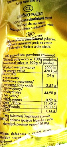 Slnečnicové semienka pražené ČIERNA 150G Sonpex