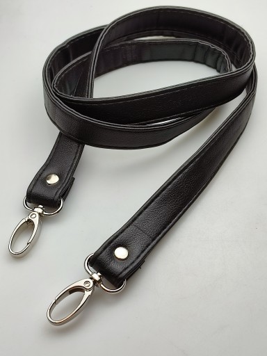 Popruh na kabelku, 20 mm, čierny, so striebornými karabínkami, 120 cm