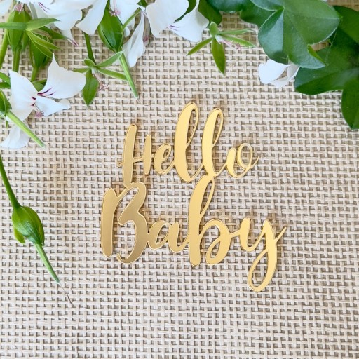 Bočná ozdoba na tortu Hello Baby Golden Plexi Mirror