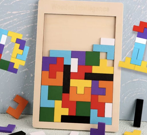 DREVENÉ BLOKY TETRIS PUZZLE 40 KUSOV TANGRAM
