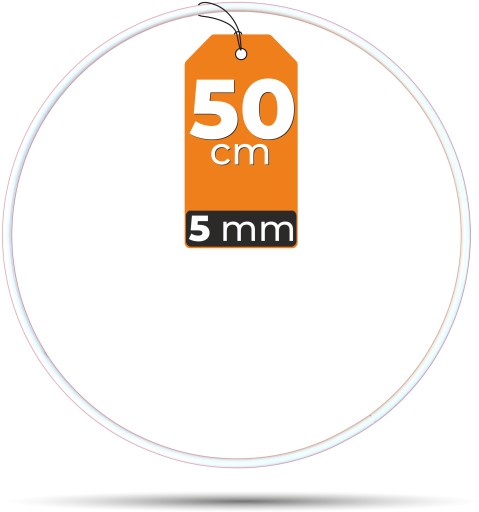 Kovová kruhová obruč BIELA makramé 50cm HRÚBKA 5mm