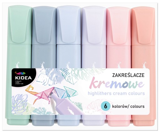 6x farba KRÉMOVÉ ZNAČOVAČE, ZNAČOVAČE, Zvýrazňovače KIDEA