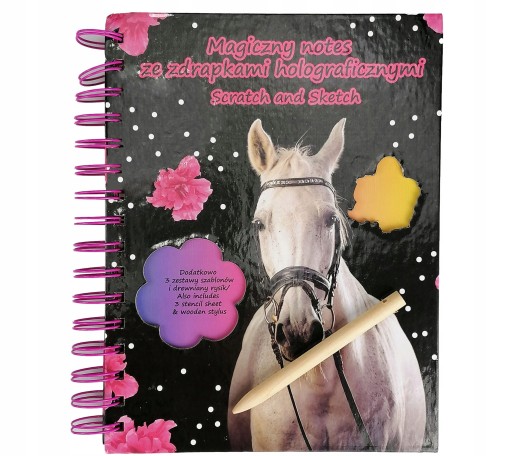MAGICKÝ ZÁPISNÍK S HOLOGRAFICKÝMI ŠABLONAMI ŠKRATKAMI KONÍKY SCRATCH PAD