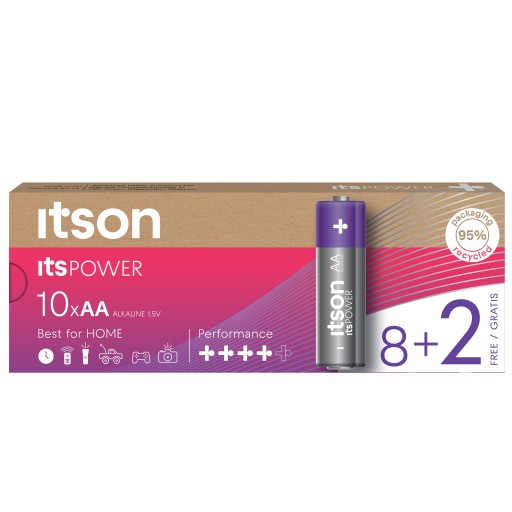 ITSON POWER AA ALKALICKÉ BATÉRIE 10x VEĽMI ÚČINNÉ BATERKY/HRAČKY/DIAĽKOVÉ OVLÁDANIE