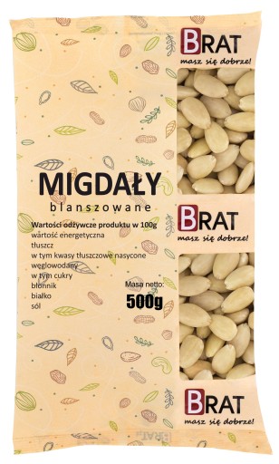 BLANŠOVANÉ MANDLE 500g Prírodné, lúpané, čerstvé