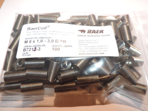 Regenerácia závitu, oprava závitu, závit M8 x 1,0 3D