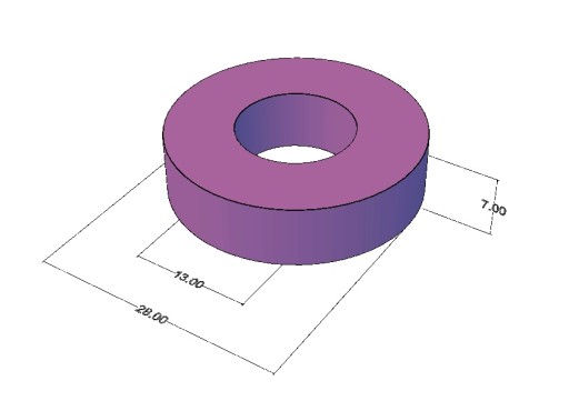 Neodymový prsteňový magnet MP 28x13x7 N40 1 kus
