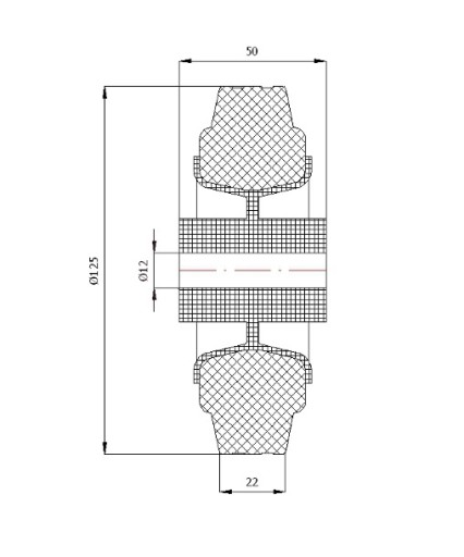 29T Plastové a gumené koliesko, priemer 125 mm, priemer 15 mm