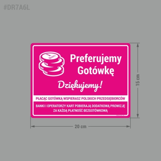 Preferujeme Hotovosť - nálepka 15x20, rôzne farby