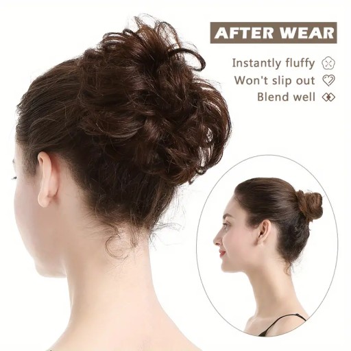 ATTACHED BON s gumičkou VLASY Účes MESSY BUN SVETLOHNEDÁ BALEYAGE
