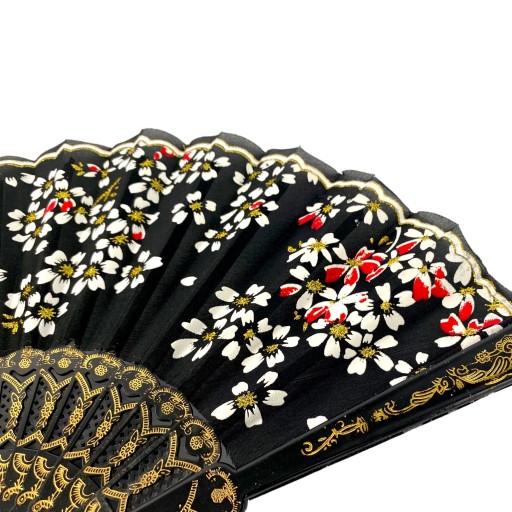 Ručný ventilátor Fabric BLACK gold 20s