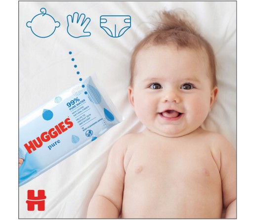 Huggies Pure Triplo vlhčené obrúsky SET 3x56 ks.