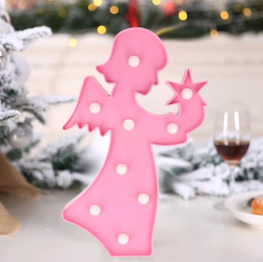 ANJEL ANJELSKÁ LAMPA 9 LED DEKORÁCIA NA BATÉRIU Ružová