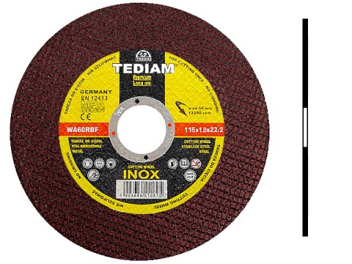 REZNÉ KOTOUČE NA ŠTÍT NA KOV, INOX OCEL 115x1,0 TEDIAM PREMIUM 115 x 1,0