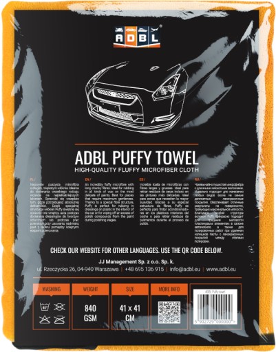 ADBL Puffy Towel 41x41cm 840gsm Fluffy Delicate mikrovlákno na lak na nechty