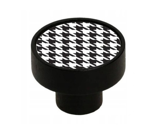 Drevená nábytková kľučka LOFT, čierna GD08 + houndstooth