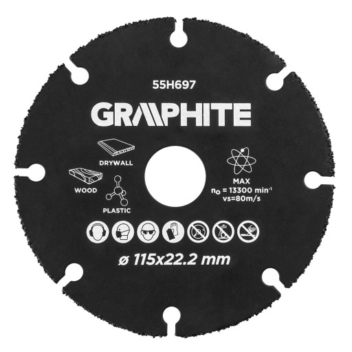 GRAPHITE HM kotúč na drevo/plast 115x22,2mm