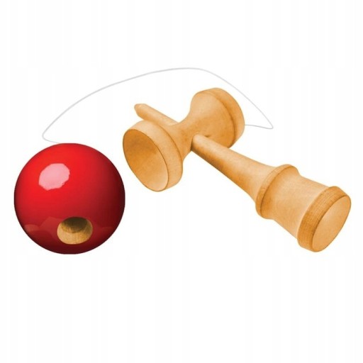 KENDAMA DREVENÁ KLASICKÁ JAPONSKÁ ARKÁDOVÁ HRA ČERVENÁ