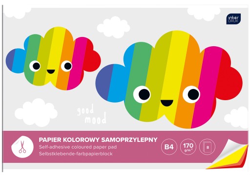 Farebný vystrihovací papier B4, samolepiaci, 8 farieb