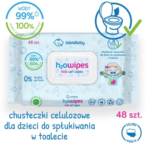 Celulózové obrúsky h2o Utierky detské vlhčené 48 ks.