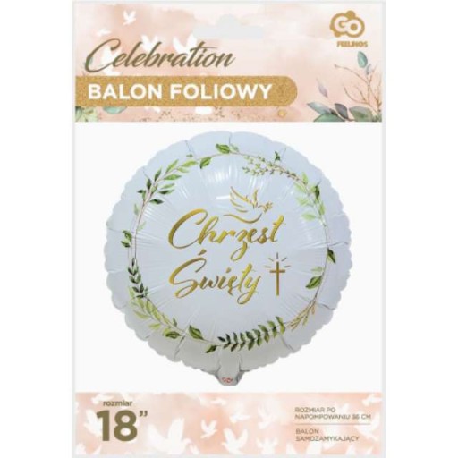 Fóliový balónik SVÄTÝ BAPTISM, bielo-zlatý, VEĽKÝ