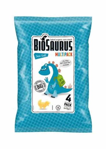 BIOSAURUS BIO KUKURIČNÉ DRVKY S MORSKOU SOĽOU DINOSAURY BEZLEPKOVÉ 4x15