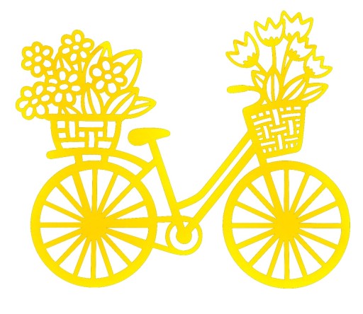 jar leto bicykel kvety výzdoba vystrihovačka tabuľa škola