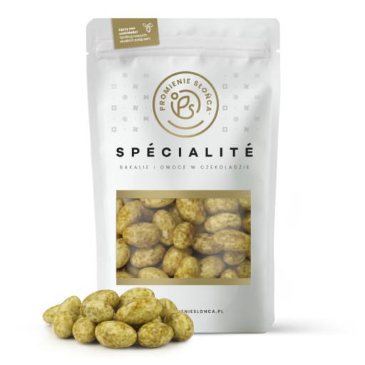 Mandle v bielej čokoláde s čajom Matcha 200g