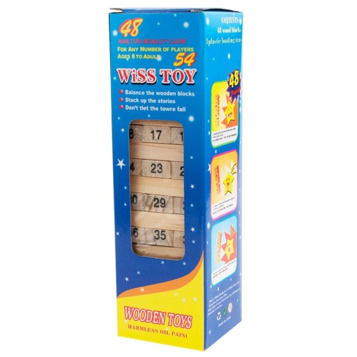 DREVENÁ HRA SPOLOČENSKÁ HRA WOBKING TOWER 54 prvkov náučných