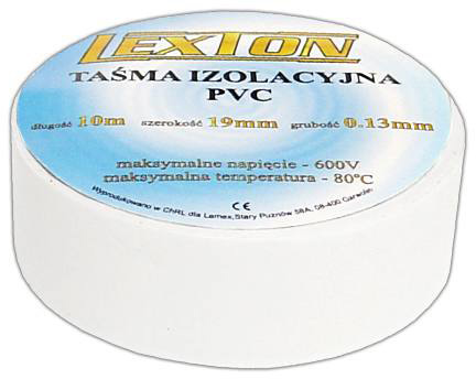 PVC izolačná páska, sada 10 kusov, biela, 19x10m