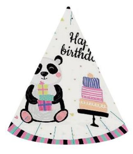 BIRTHDAY panda papierové taniere, 6 ks, mätové