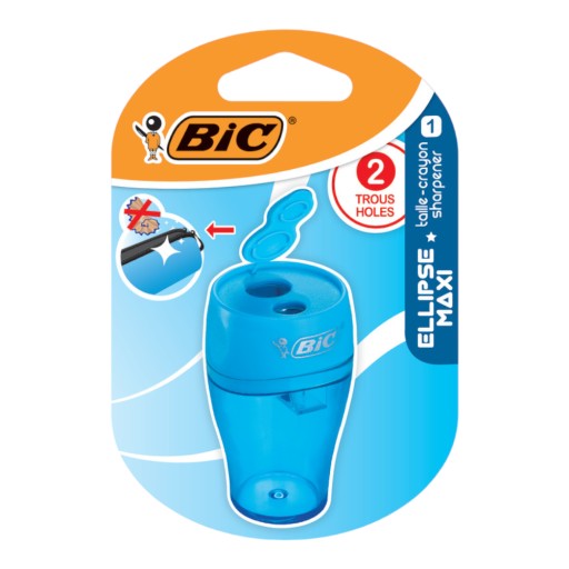 Dvojité školské orezávatko BIC ELLIPSE MAXI s nádobkou, mix farieb
