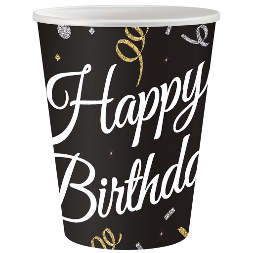 Happy Birthday Papierové narodeninové poháre teplé a studené 250 ml 6 ks.