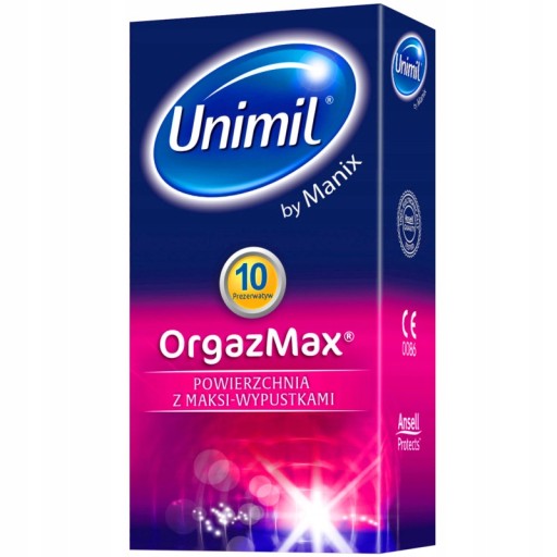 UNIMIL ORGAZMAX kondómy zvyšujúce orgazmus s cvočkami, 10 ks.