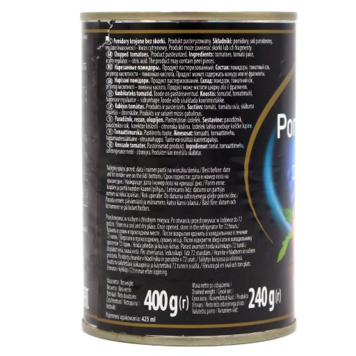 RAJČAKY krájané, lúpané, konzervované paradajky, 400g