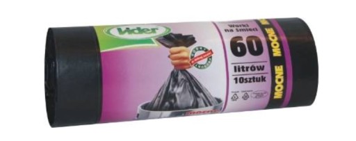 Ekologické vrecia na odpad, hrubé, pevné, LIDER 60 l, 10 ks.