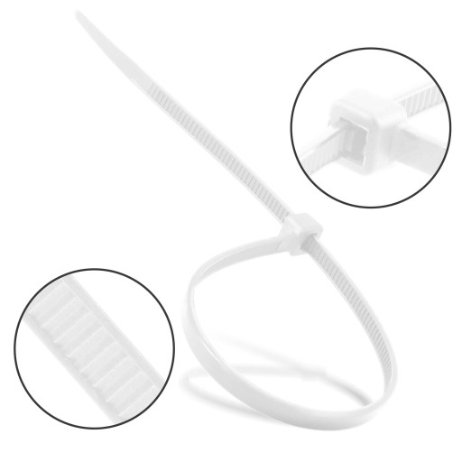 200x sťahovacie pásky Káblové pásky Zipsy 3,6 x 200 mm Silné UV sťahovacie pásky