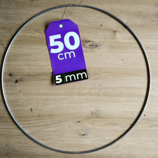 STRIEBORNÁ kovová obruč 50 cm HRUBÝ DRÔT 5 mm
