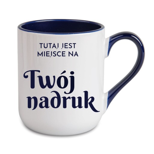 Hrnček na kávu 330 ml, tmavomodré ucho a stred s ľubovoľnou grafikou, logom, textom