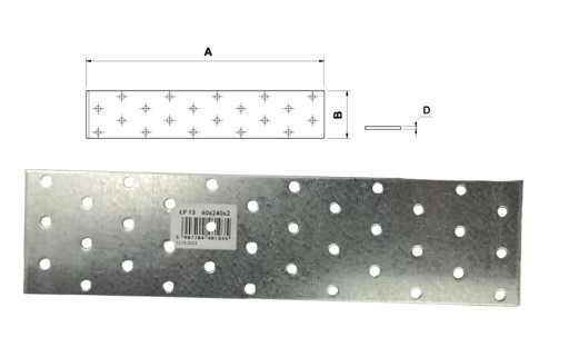 Plochá spojka LP-13 rozmery 60x240mm Skrutka-kov