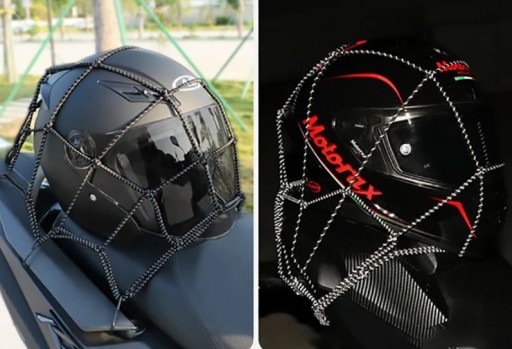 REFLEXNÁ SIEŤ NA BATOŽINU NA MOTOCYKL NA SEDADLO, HRUBÉ KOVOVÉ HÁČKY