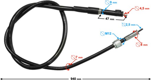 Kábel počítadla kilometrov pre skúter 4T GY6 Barton Junak Zipp