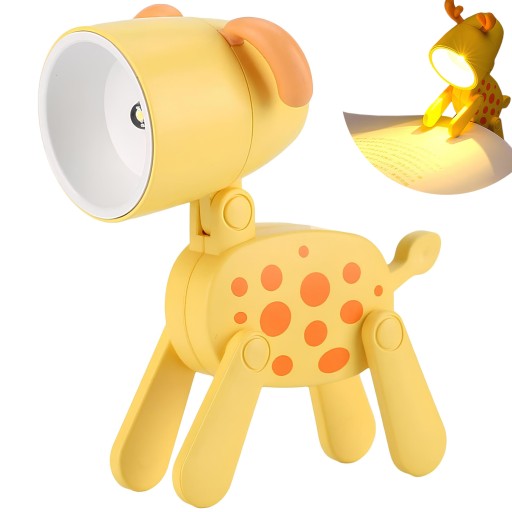 LED NOČNÁ LAMPA ZVIERATKA NA STOL DO DETSKEJ IZBY, NA AKUMULÁTOR, ŽLTÁ