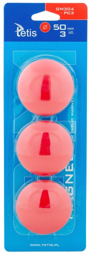 DOSKOVÉ MAGNETY ČERVENÉ HLADKÉ GM304-PC3 TETIS 50MM 3 KUS BLISTER